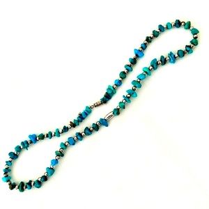 Vintage / Authentic / Necklace~Turquoise Stones & Sterling Silver Beads